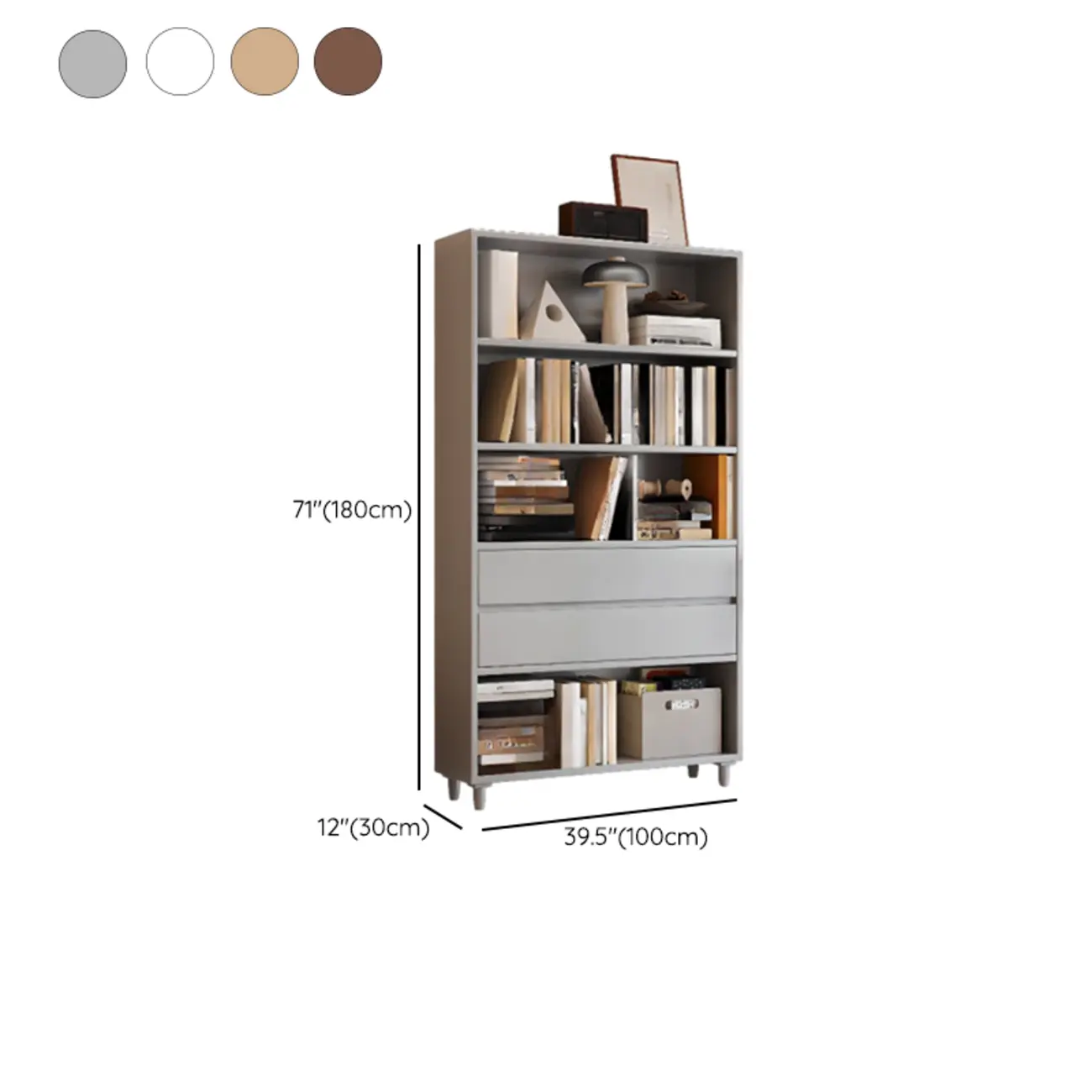 Spacious Versatile Vertical Brown Wood Bookcase with Drawers Image - 24 | homeyfad