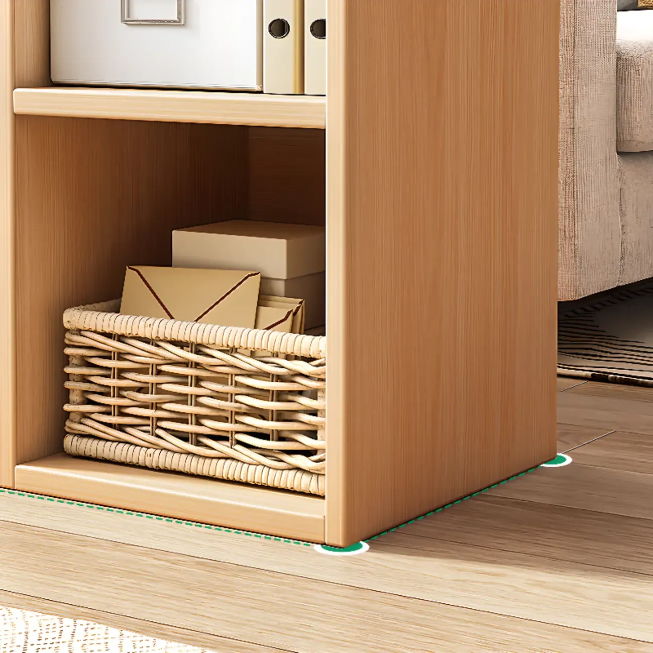 Horizontal Natural Wooden Rectangle Multi-Cube Bookcase Image - 34