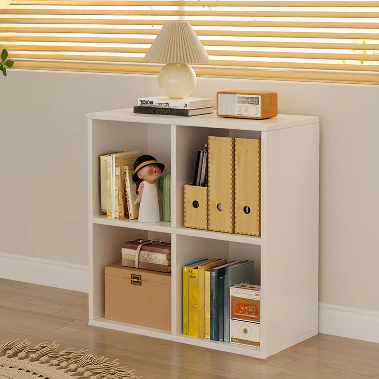 Horizontal Natural Wooden Rectangle Multi-Cube Bookcase Image - 11 | homeyfad
