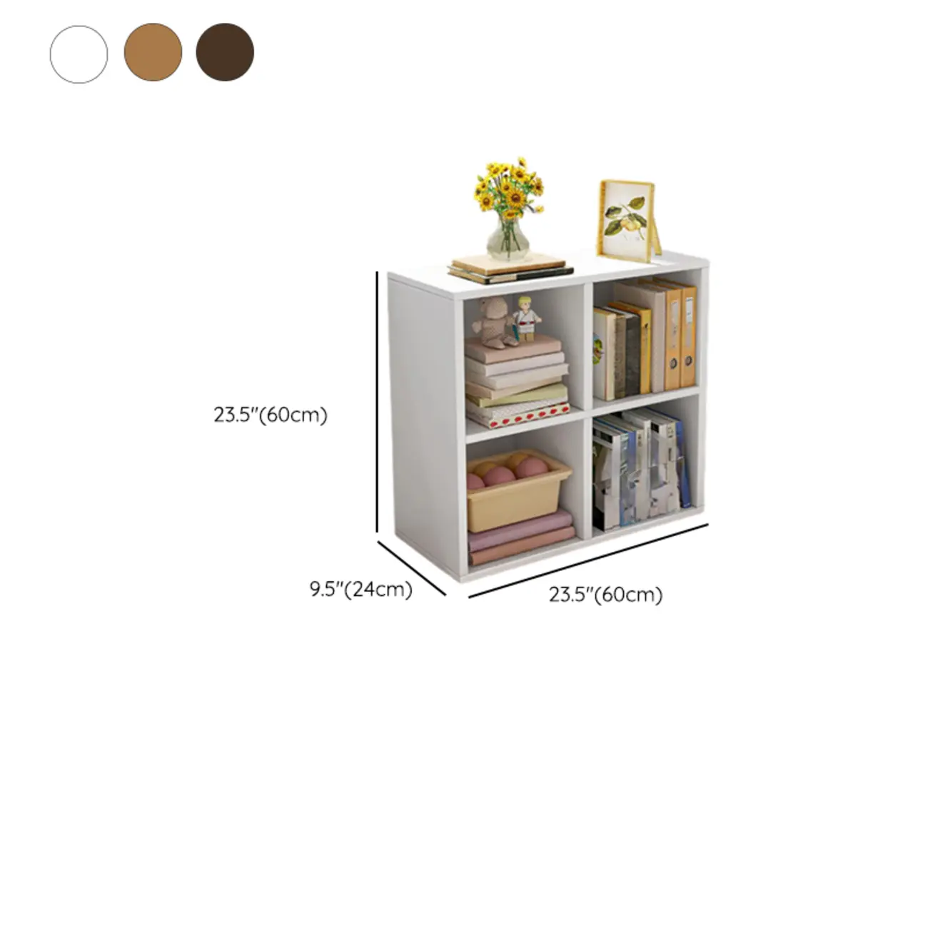 Horizontal Natural Wooden Rectangle Multi-Cube Bookcase #size | homeyfad