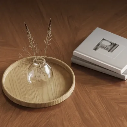 Metal Base Nesting Brown Wood Round Drawer Coffee Table Image - 4