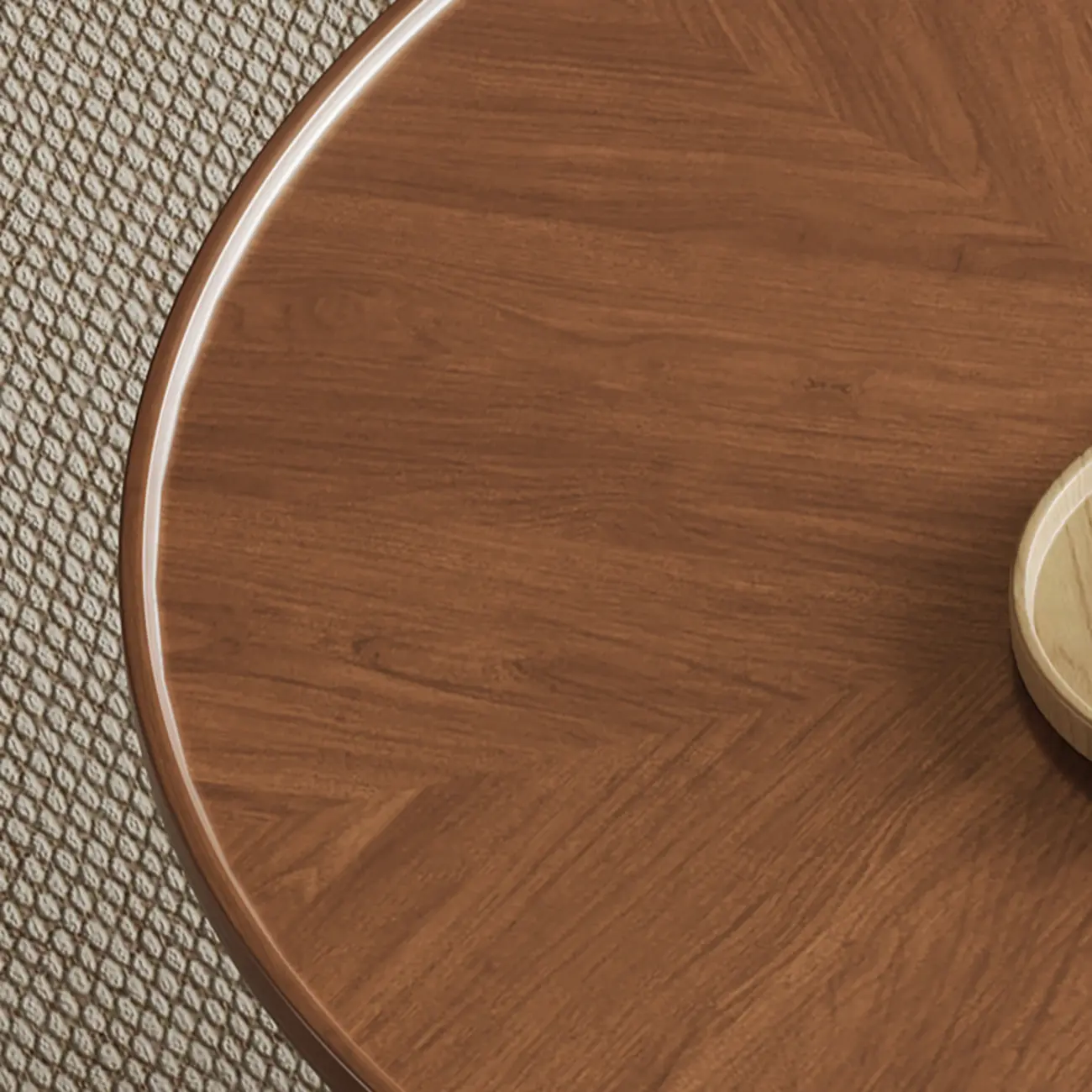 Metal Base Nesting Brown Wood Round Drawer Coffee Table Image - 7 | homeyfad