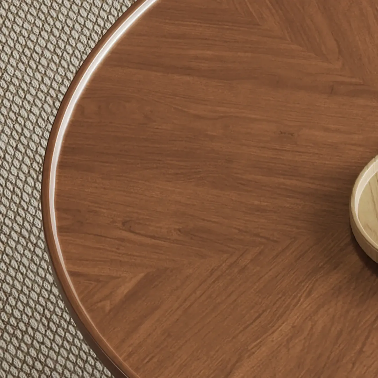 Metal Base Nesting Brown Wood Round Drawer Coffee Table Image - 7