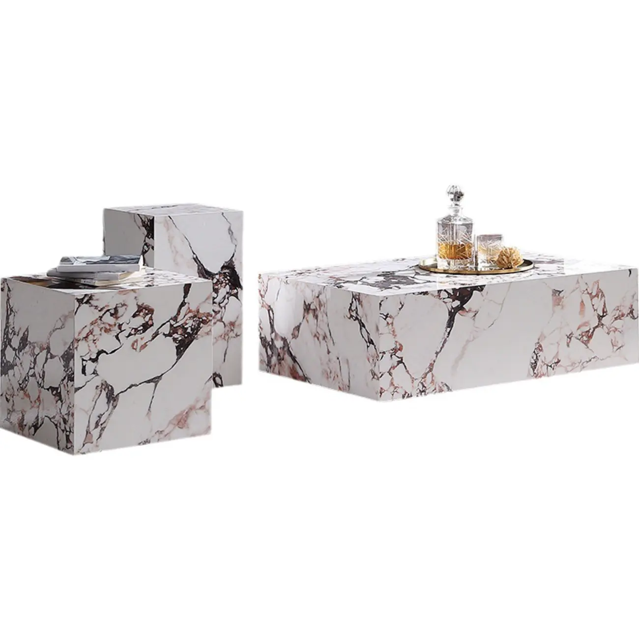 Sleek Sintered Stone Block Base Side Coffee Table Image - 4 | homeyfad