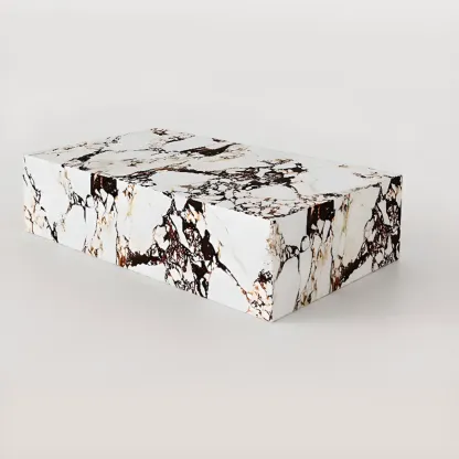 Sleek Sintered Stone Block Base Side Coffee Table Image - 10