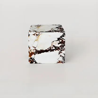 Sleek Sintered Stone Block Base Side Coffee Table Image - 11