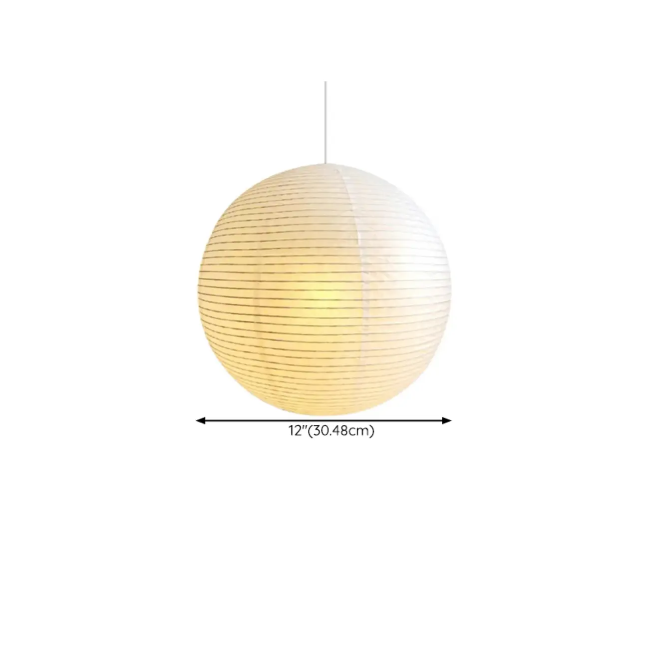 Modern White Globe Paper Adjustable Pendant Light for Dining #size