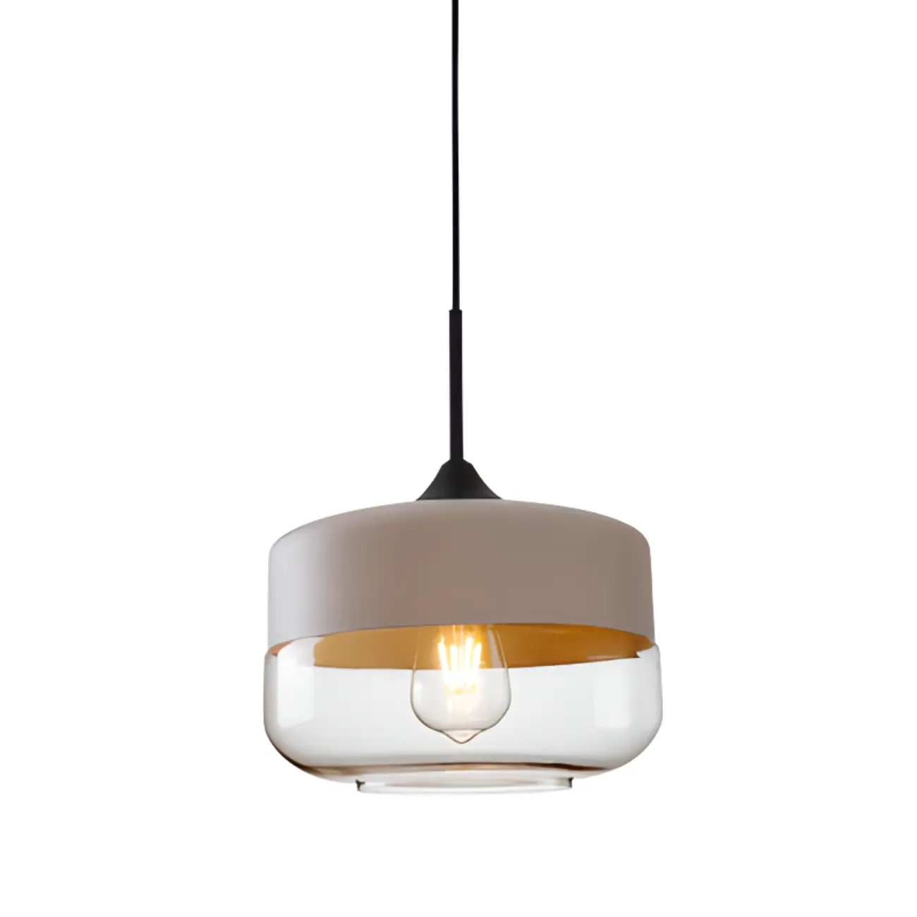 Minimalist Glass Cylinder Kitchen Pendant Light for Dining Area Image - 3 | homeyfad