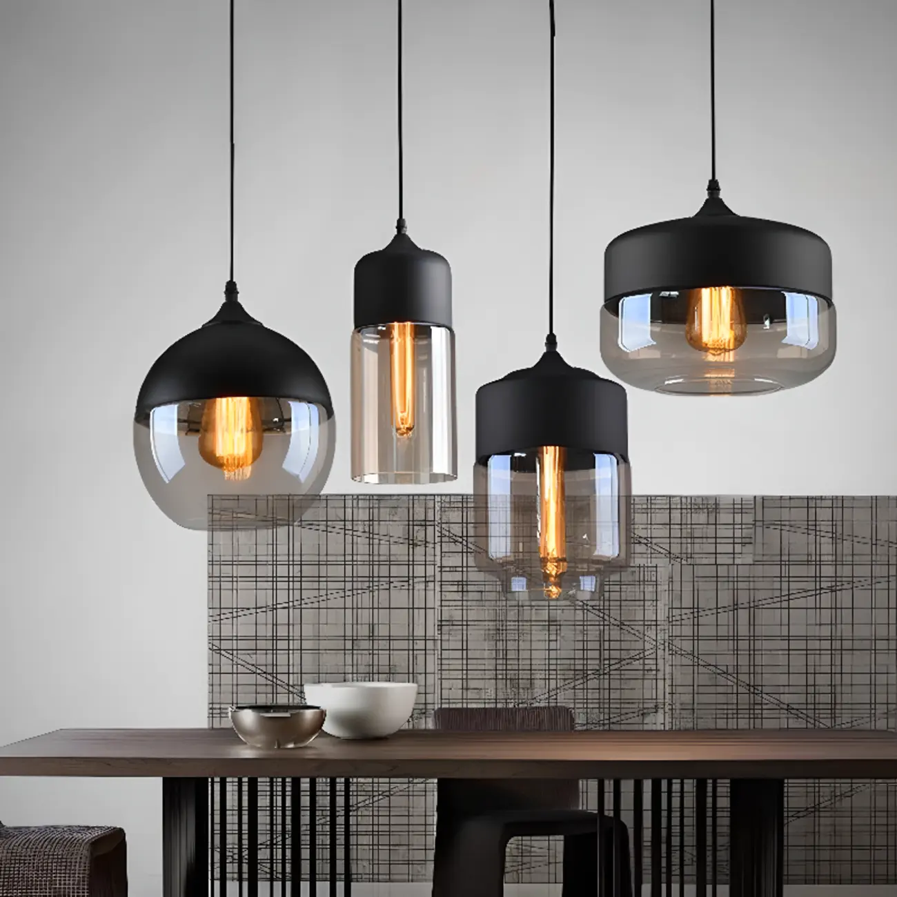 Minimalist Glass Cylinder Kitchen Pendant Light for Dining Area Image - 2 | homeyfad
