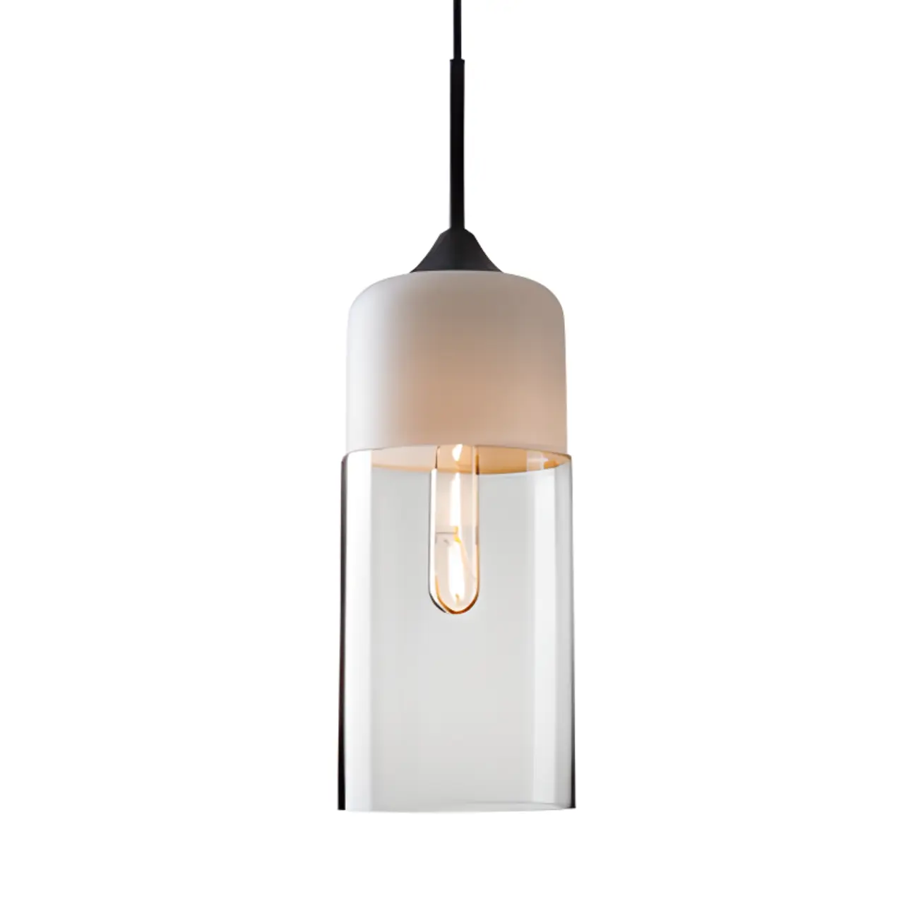 Minimalist Glass Cylinder Kitchen Pendant Light for Dining Area Image - 7 | homeyfad