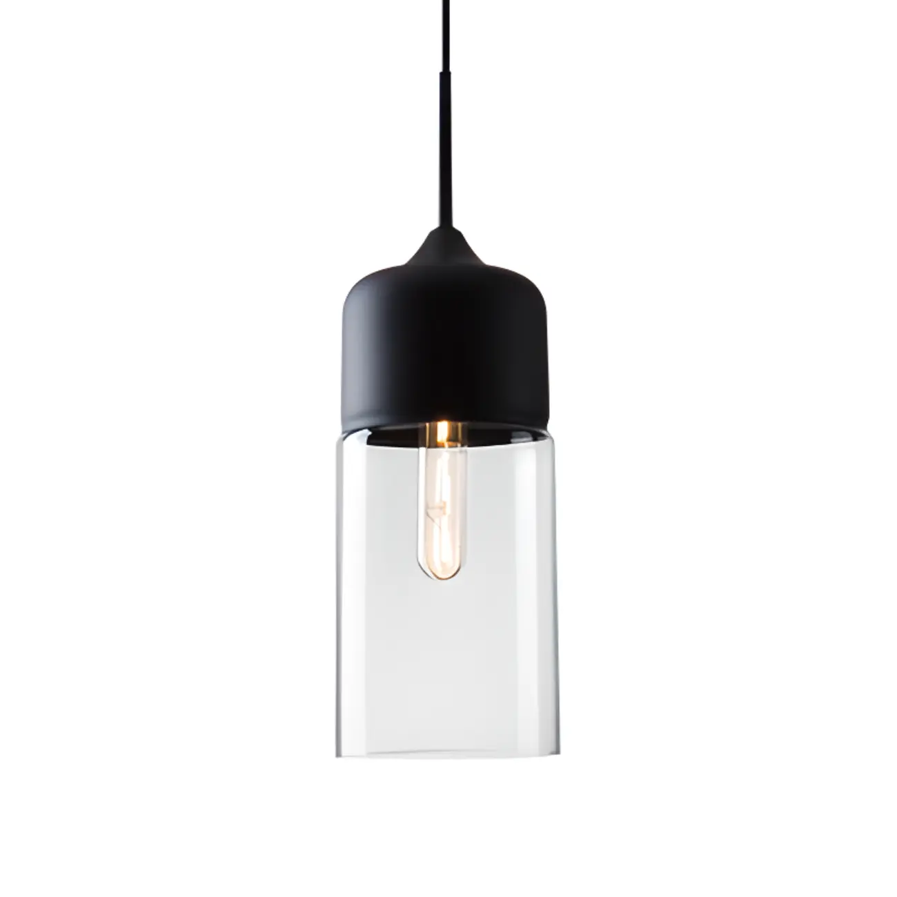Minimalist Glass Cylinder Kitchen Pendant Light for Dining Area Image - 15 | homeyfad