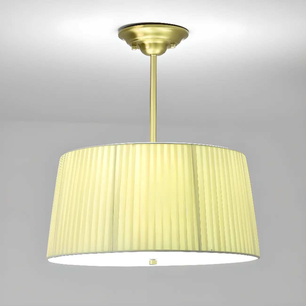 Minimalist Colonial White Drum Gold Semi Flush Ceiling Light Image - 8 | homeyfad