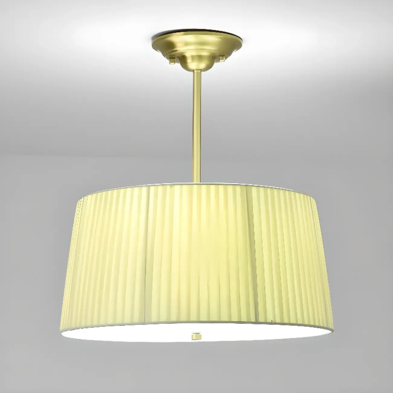 Minimalist Colonial White Drum Gold Semi Flush Ceiling Light Image - 8