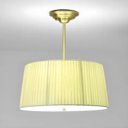 Minimalist Colonial White Drum Gold Semi Flush Ceiling Light Image - 8