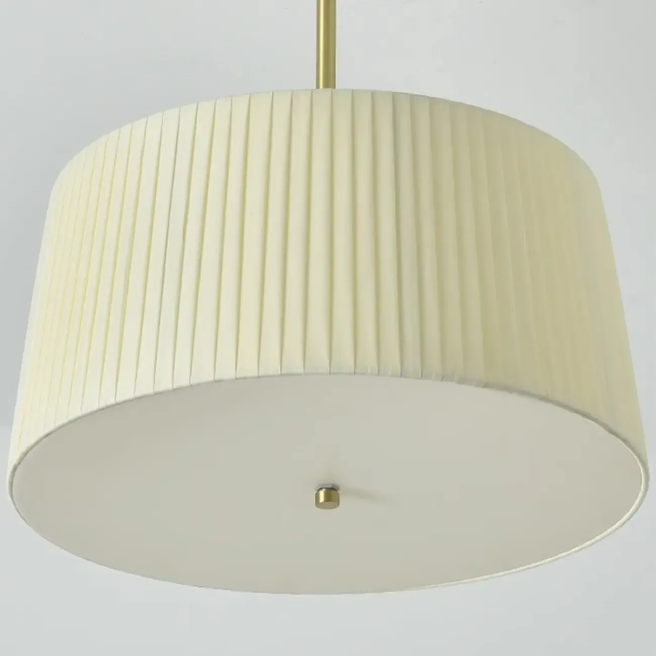 Minimalist Colonial White Drum Gold Semi Flush Ceiling Light Image - 14