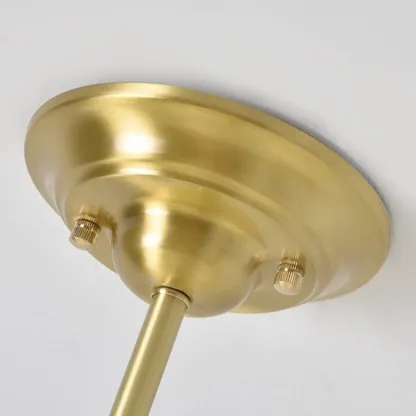 Minimalist Colonial White Drum Gold Semi Flush Ceiling Light Image - 15