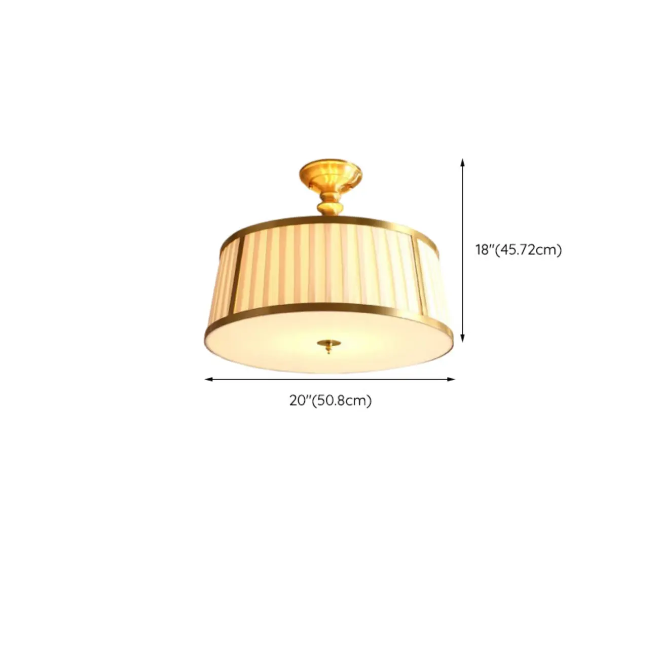 Minimalist Colonial White Drum Gold Semi Flush Ceiling Light Image - 18 | homeyfad