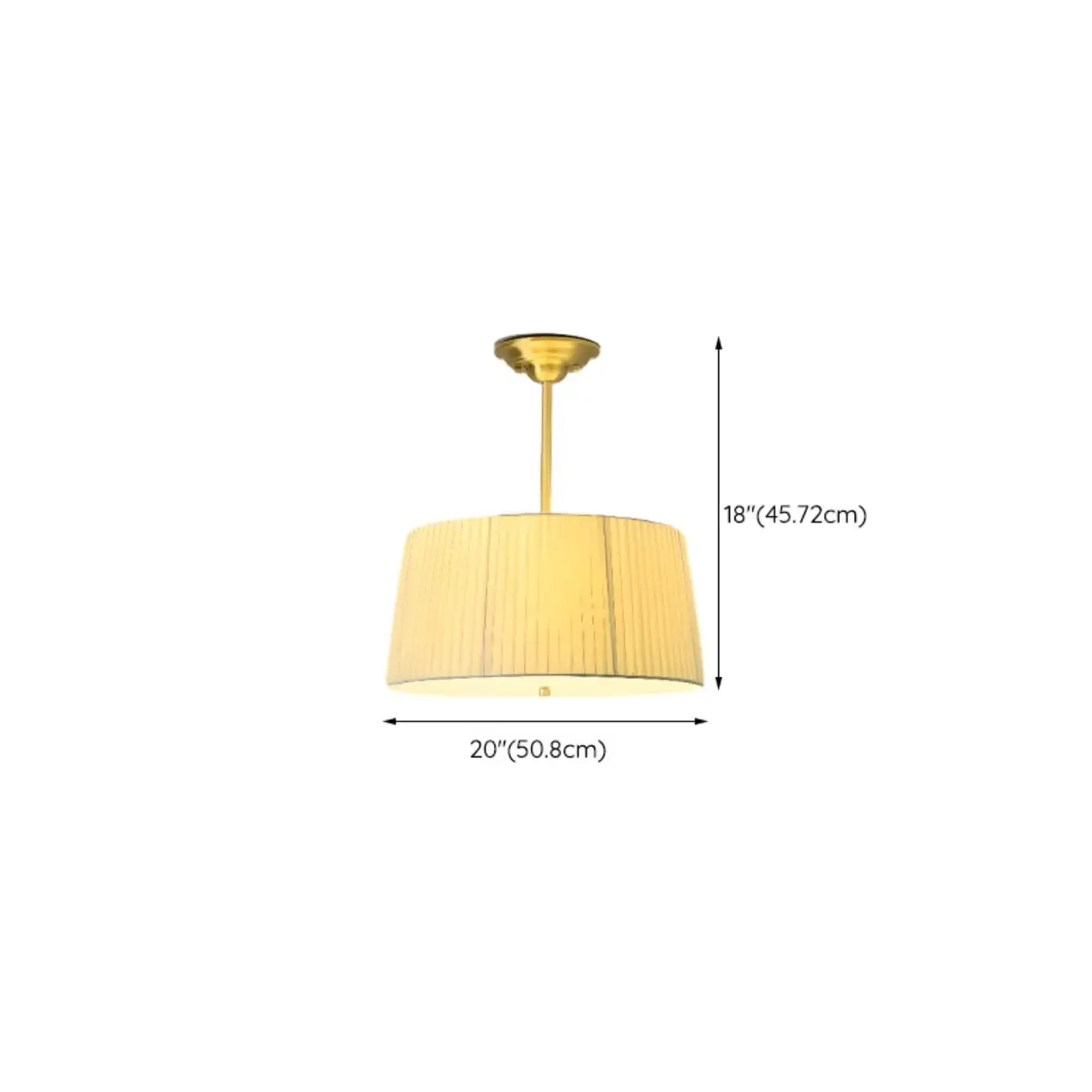 Minimalist Colonial White Drum Gold Semi Flush Ceiling Light Image - 21