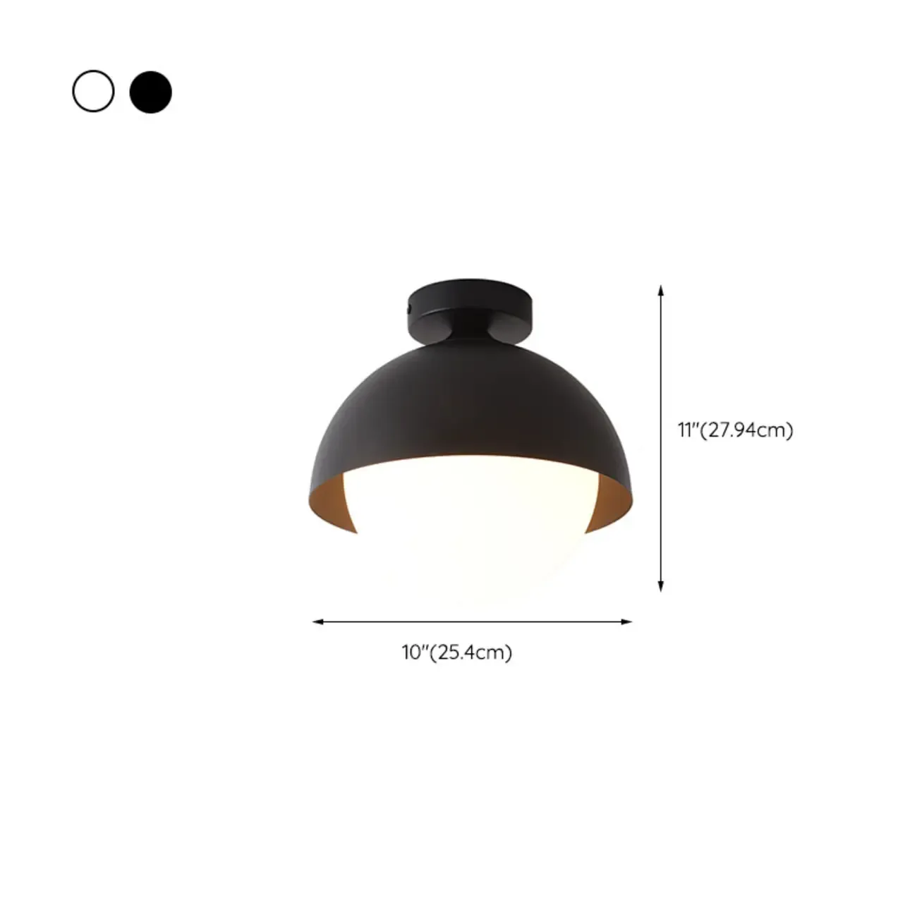 Minimalist Glass Dome Mini Semi Flush Ceiling Light #size