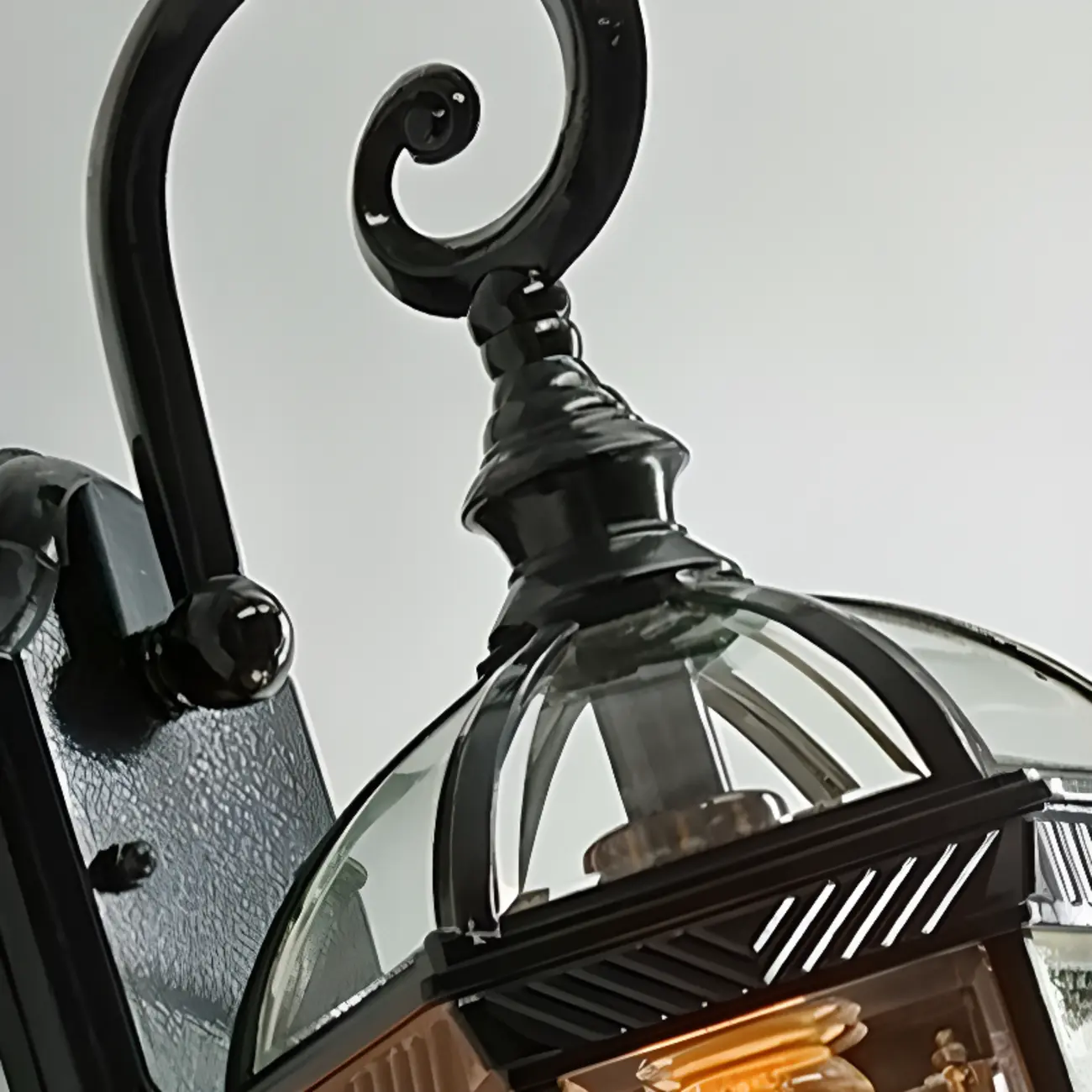 Small Size Modern Metal Lantern Glass Shade Outdoor Wall Light Image - 9 | homeyfad