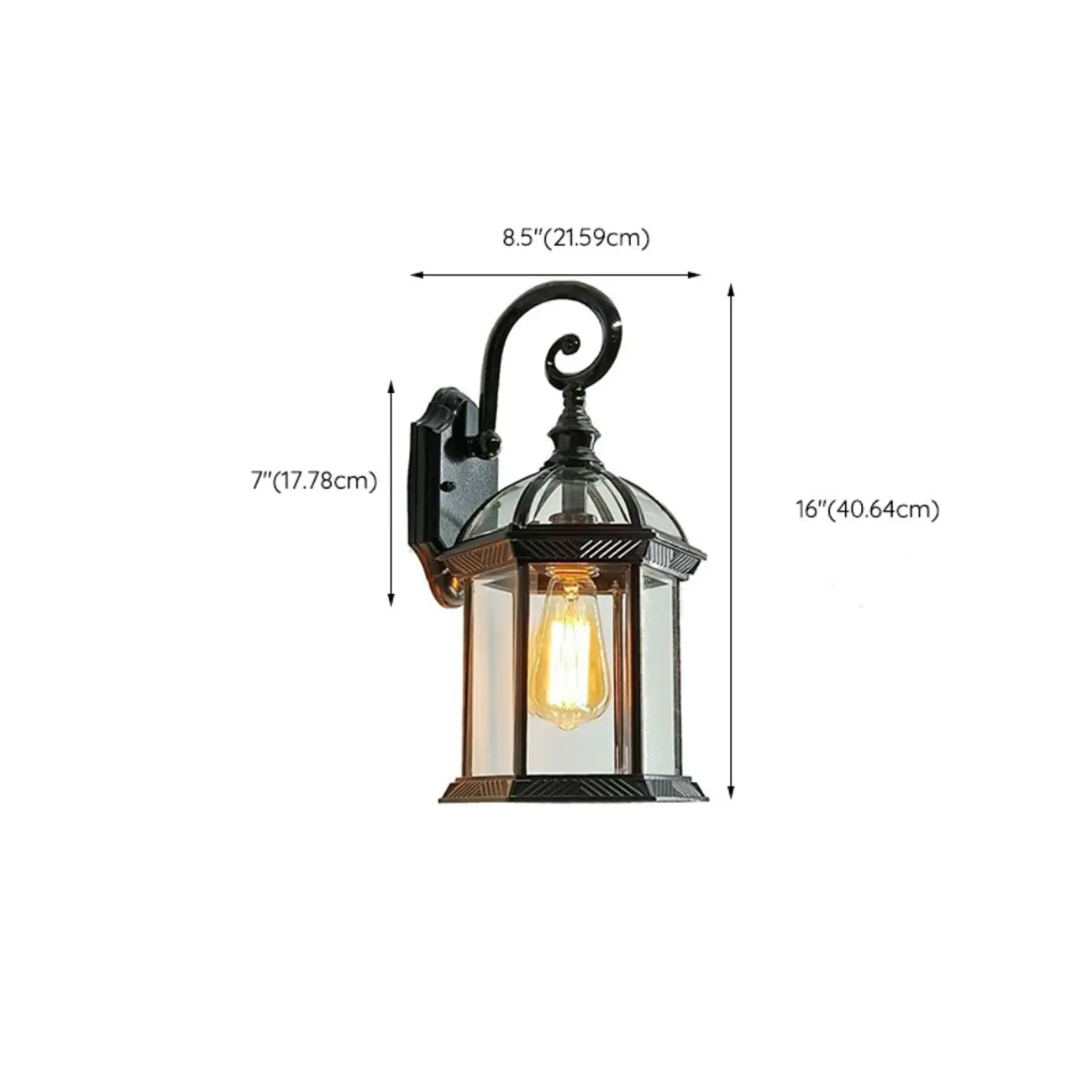Small Size Modern Metal Lantern Glass Shade Outdoor Wall Light #size | homeyfad
