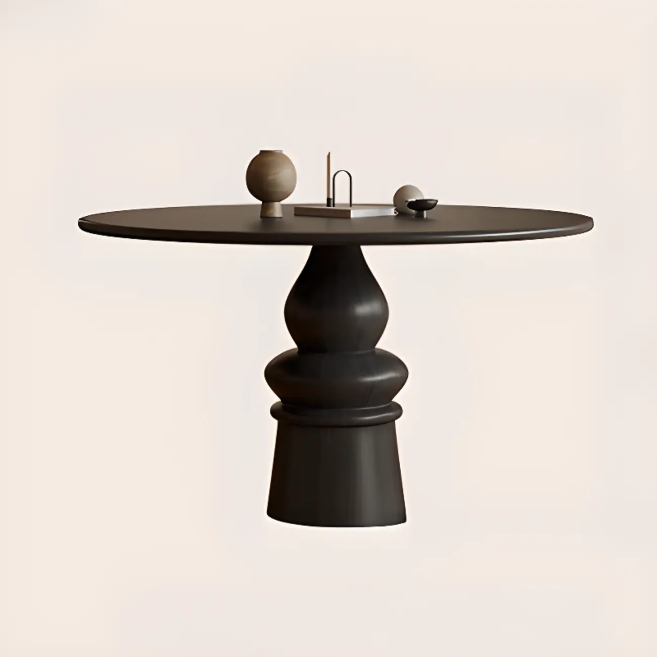 Traditional Dark Brown Wood Round Dining Table Image - 2 | homeyfad
