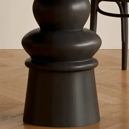 Traditional Dark Brown Wood Round Dining Table Image - 3