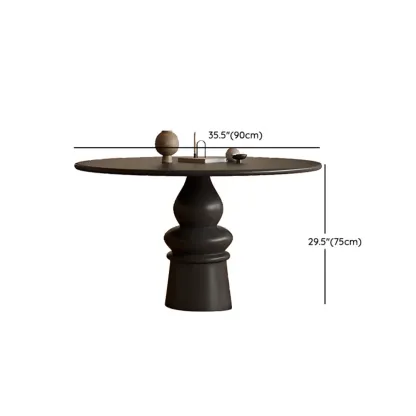 Traditional Dark Brown Wood Round Dining Table #size