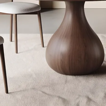 Scandinavian Brown Grey Round Dining Table with Pedestal Image - 7