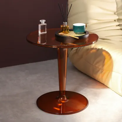 Minimalist Plastic Tawny Round End Table