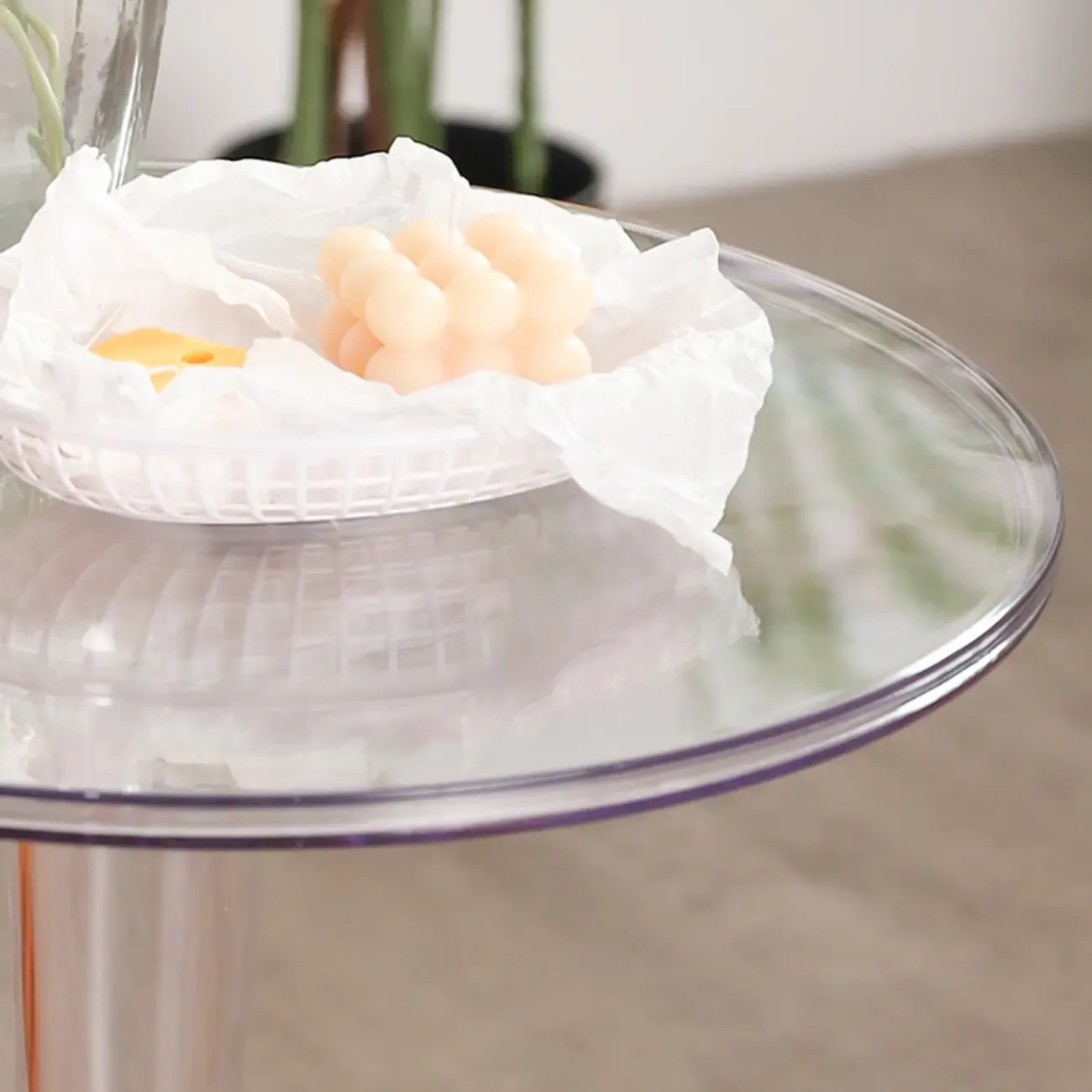 Minimalist Plastic Tawny Round End Table