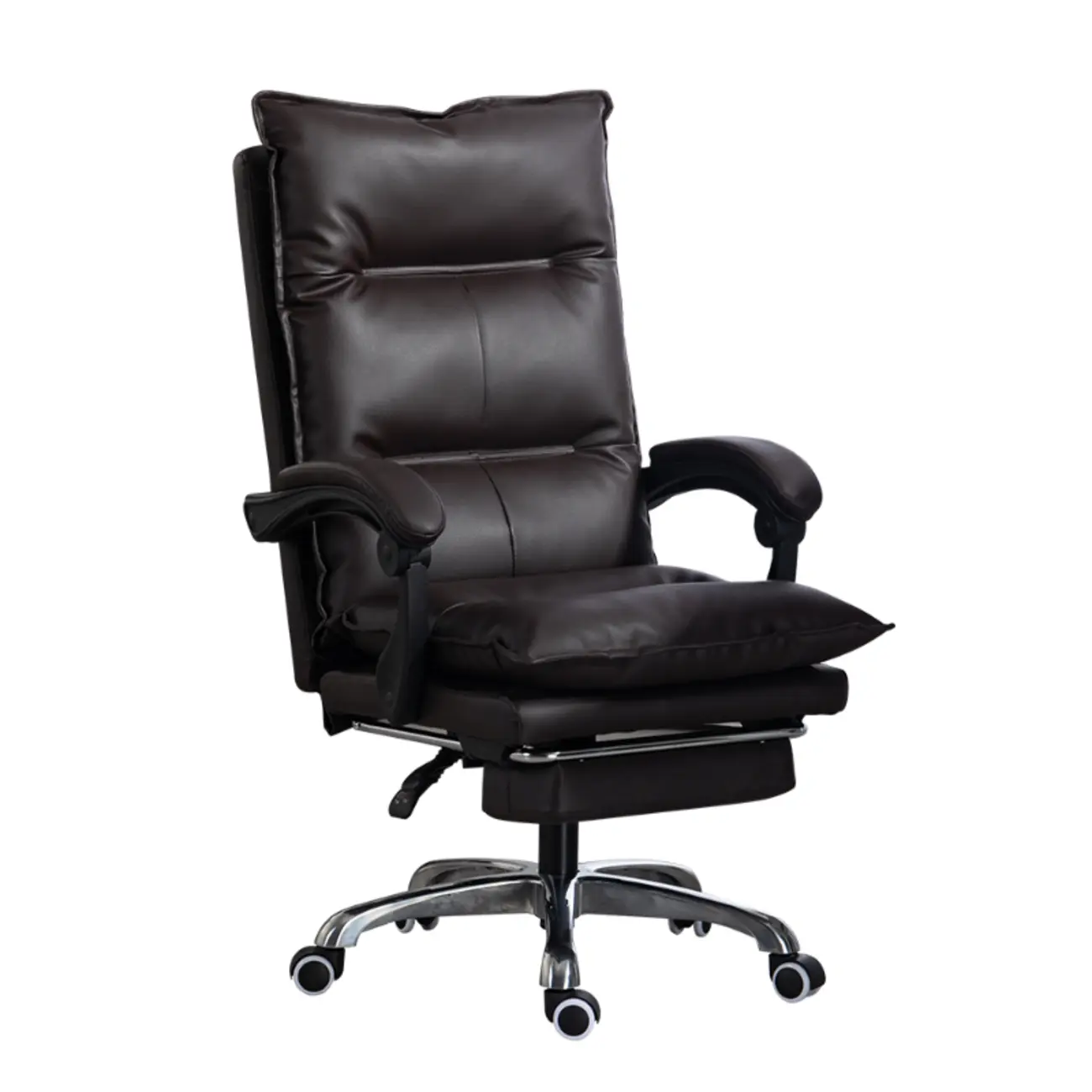Modern Brown Leather Reclining Executive Office Chair Image - 6 | homeyfad