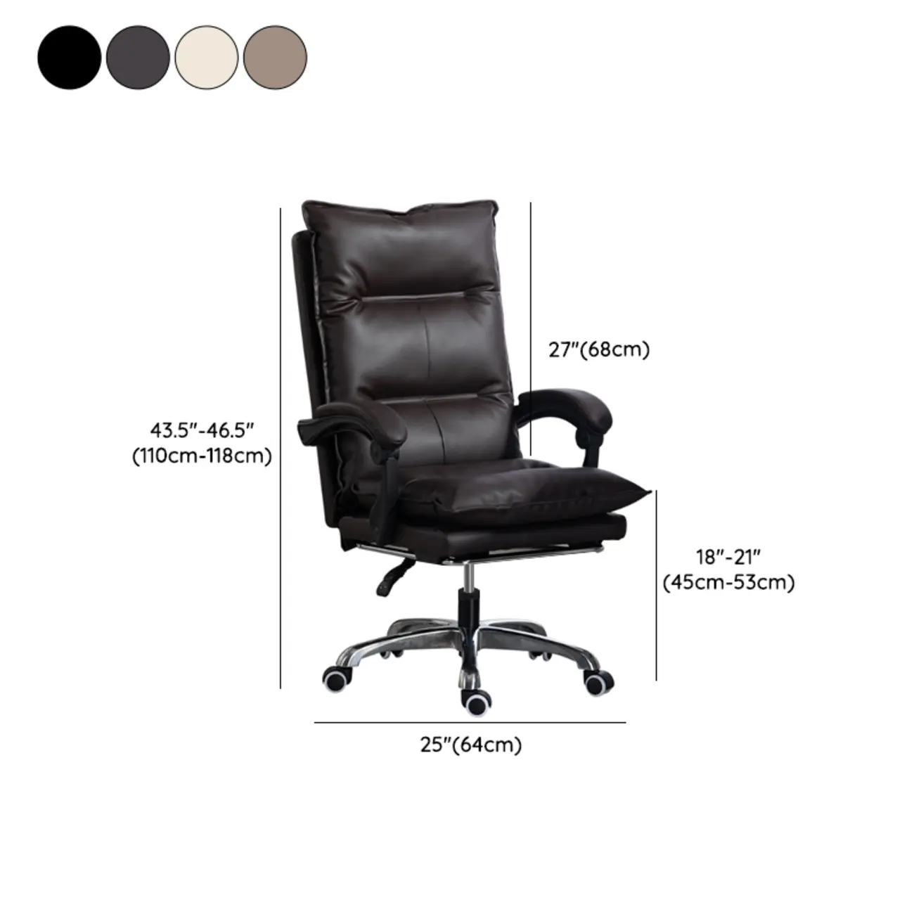 Modern Brown Leather Reclining Executive Office Chair #size | homeyfad