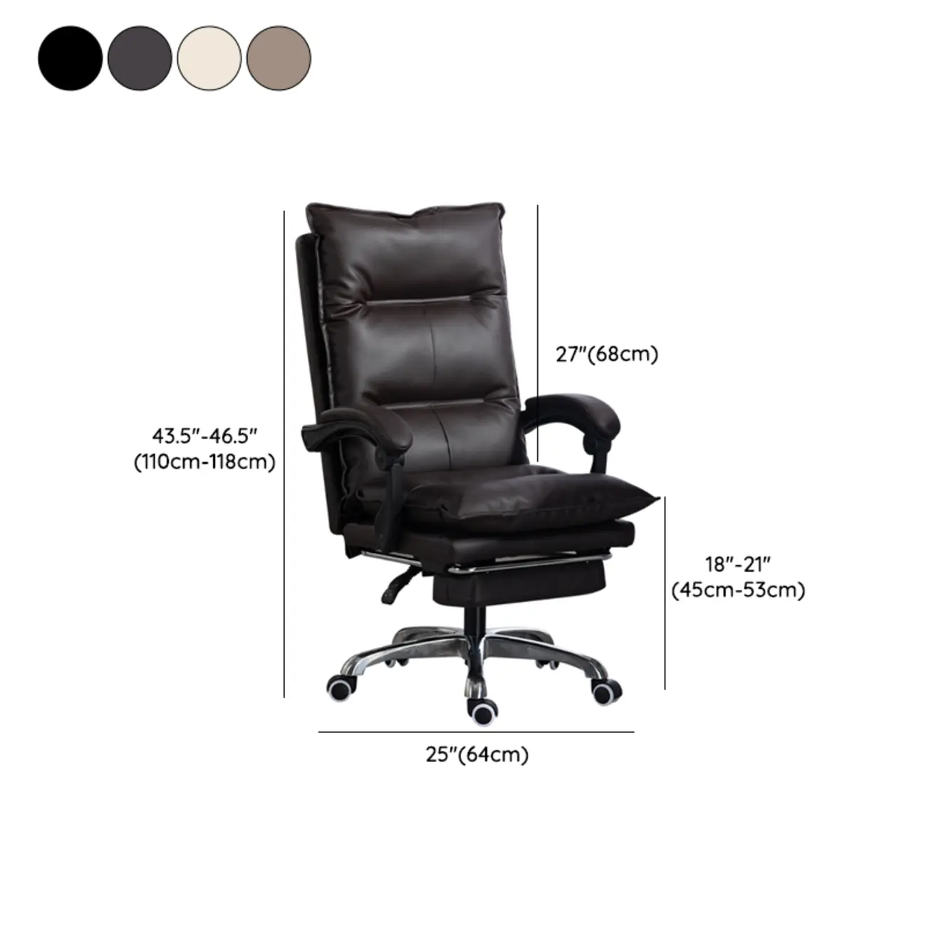 Modern Brown Leather Reclining Executive Office Chair Image - 12 | homeyfad