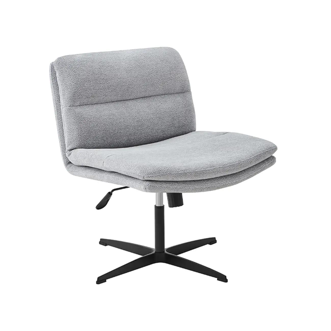 Beige Leather Armless Swivel Wide Office Chair Image - 6 | homeyfad