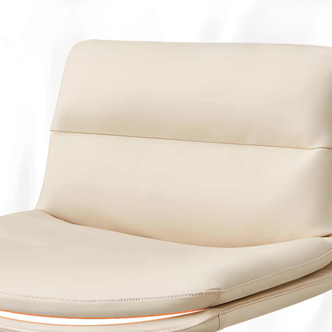 Beige Leather Armless Swivel Wide Office Chair Image - 5 | homeyfad