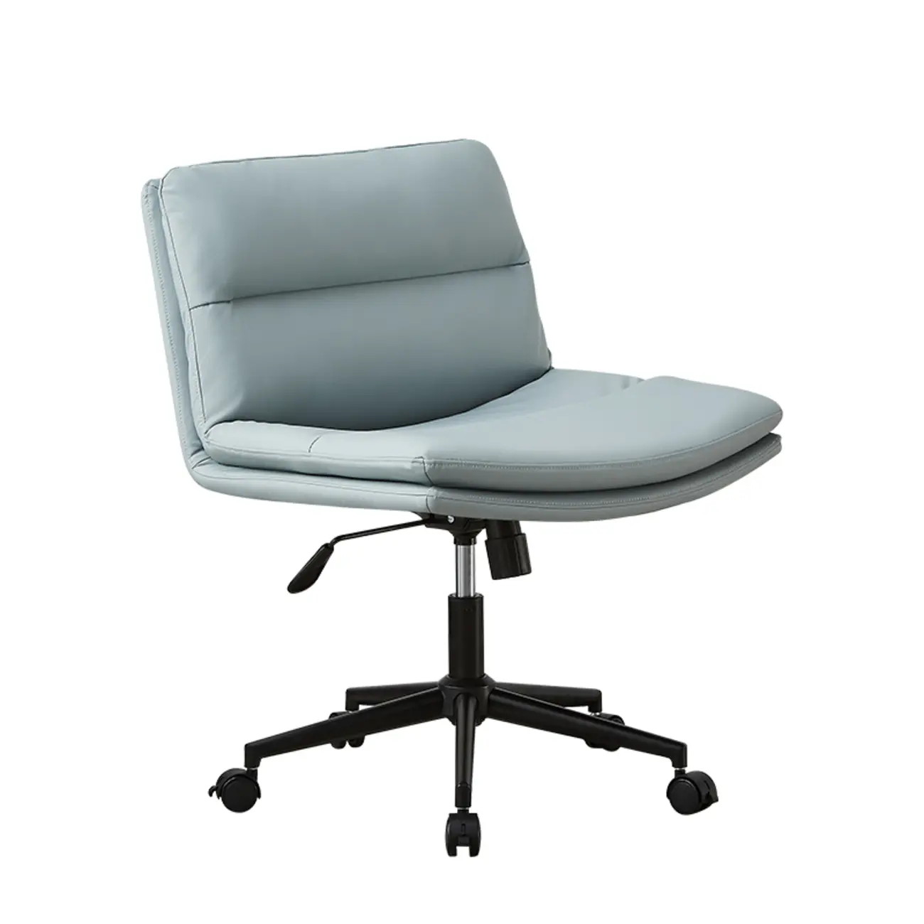 Beige Leather Armless Swivel Wide Office Chair Image - 16 | homeyfad