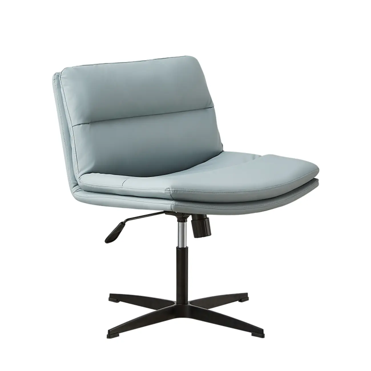 Beige Leather Armless Swivel Wide Office Chair Image - 17 | homeyfad