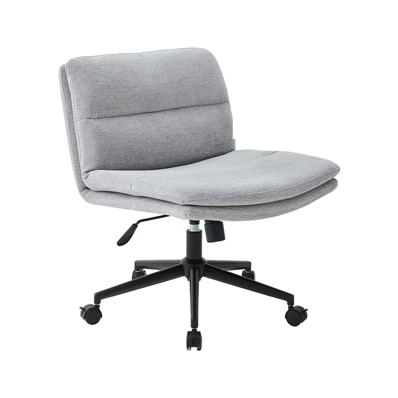 Beige Leather Armless Swivel Wide Office Chair Image - 20 | homeyfad