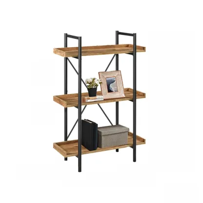 5-Tier Open Back Metal Frame Rectangular Bookcase Image - 2