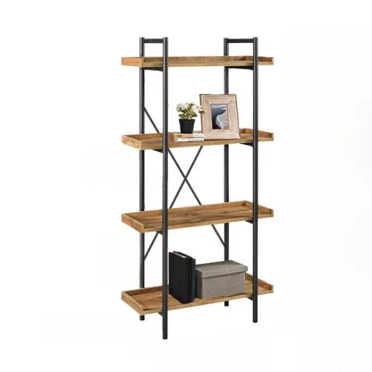 5-Tier Open Back Metal Frame Rectangular Bookcase Image - 11