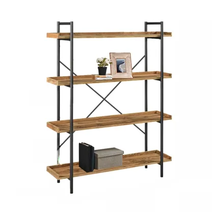5-Tier Open Back Metal Frame Rectangular Bookcase Image - 12