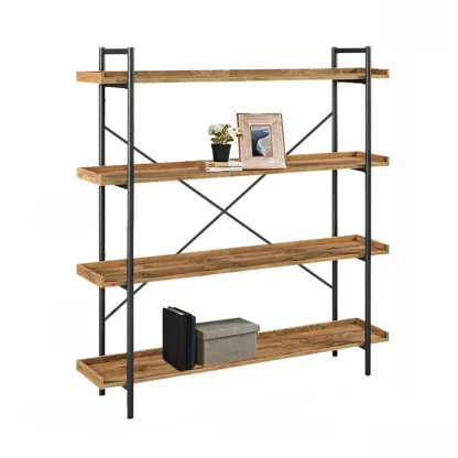 5-Tier Open Back Metal Frame Rectangular Bookcase Image - 15