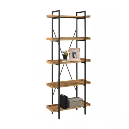 5-Tier Open Back Metal Frame Rectangular Bookcase Image - 16