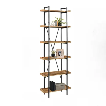 5-Tier Open Back Metal Frame Rectangular Bookcase Image - 21