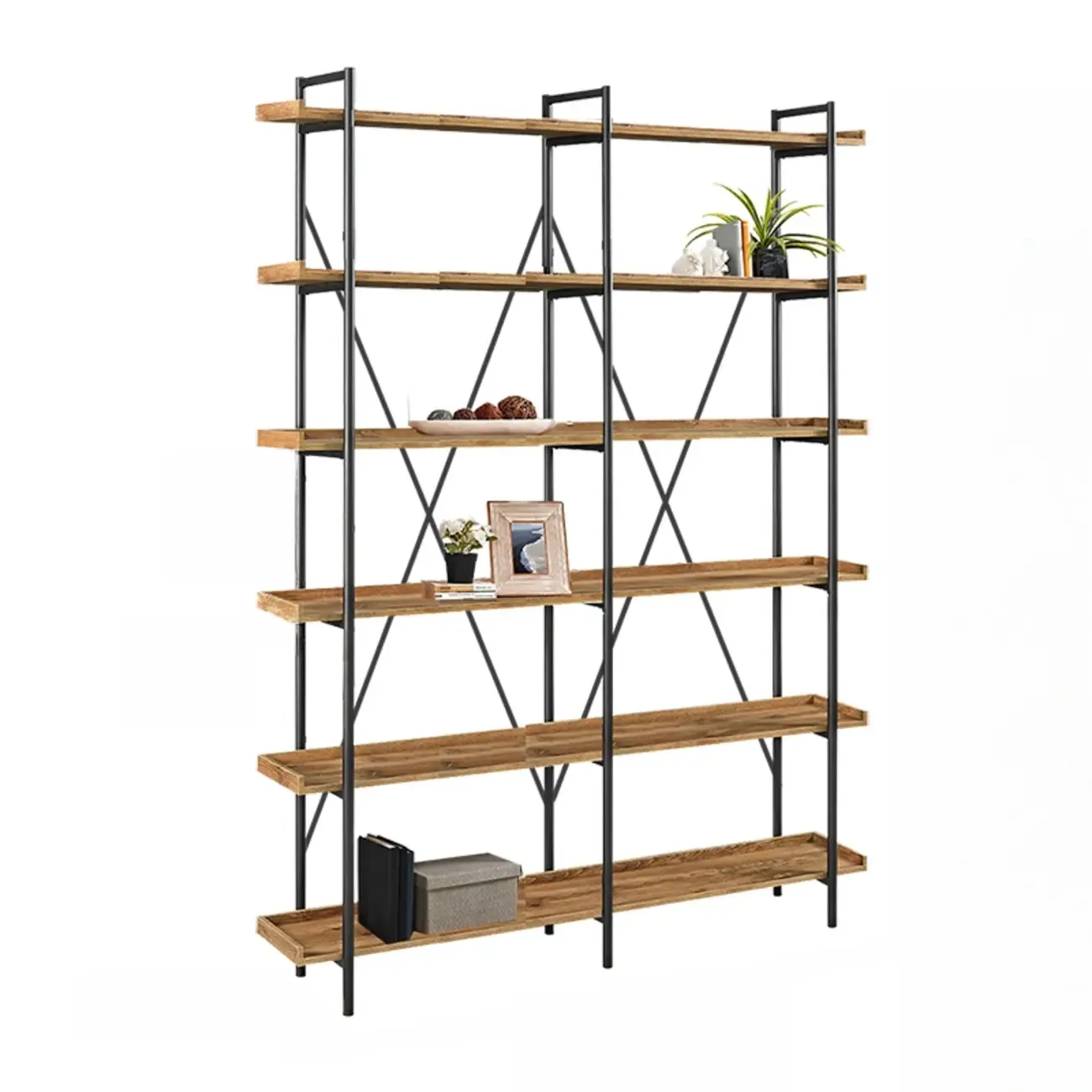 5-Tier Open Back Metal Frame Rectangular Bookcase Image - 25