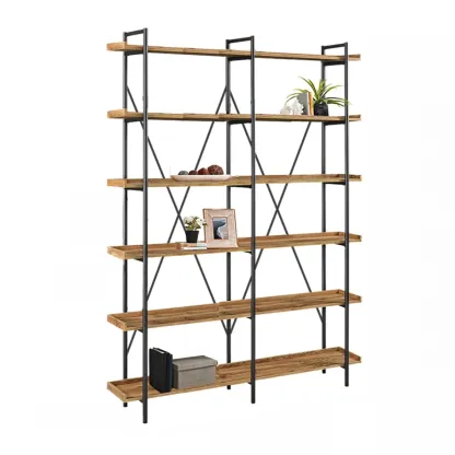 5-Tier Open Back Metal Frame Rectangular Bookcase Image - 25