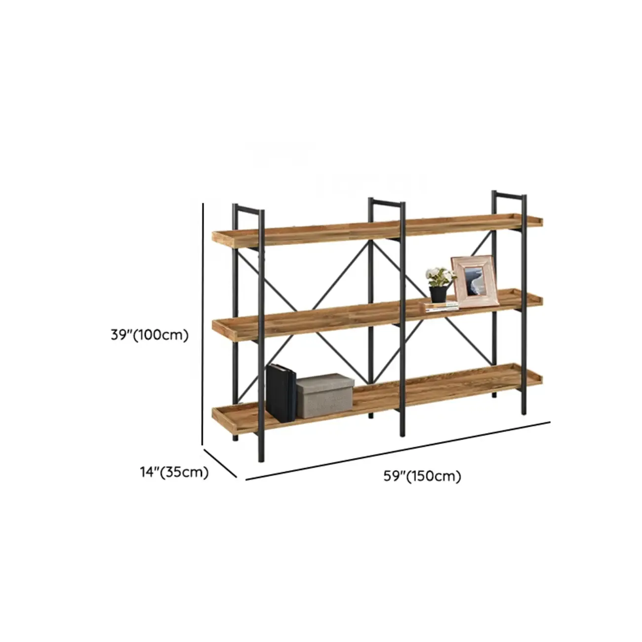 5-Tier Open Back Metal Frame Rectangular Bookcase Image - 30