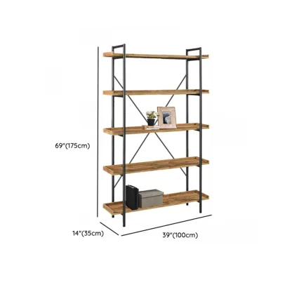 5-Tier Open Back Metal Frame Rectangular Bookcase Image - 31