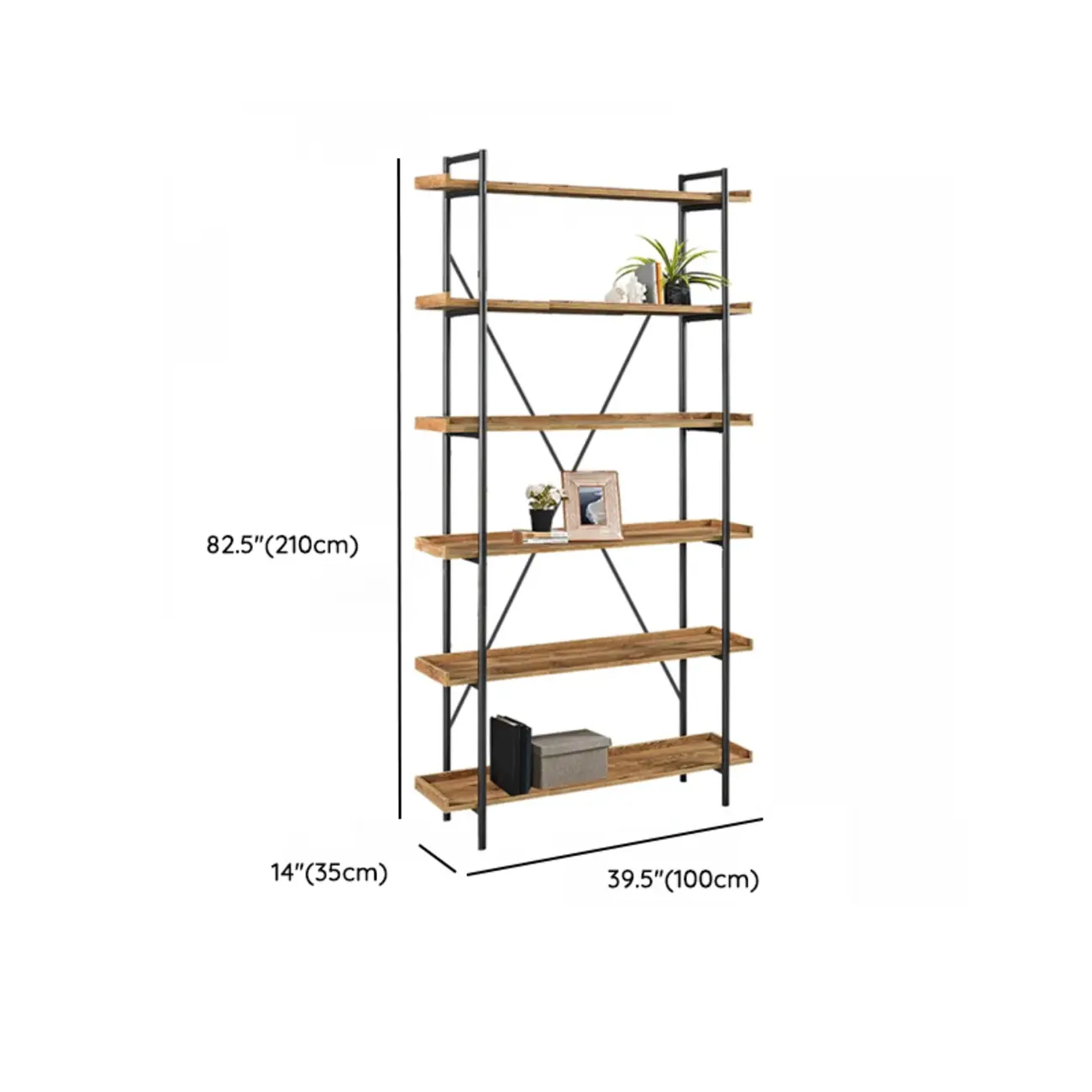 5-Tier Open Back Metal Frame Rectangular Bookcase Image - 33 | homeyfad